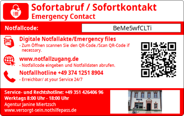 NotHilfePass Rückseite